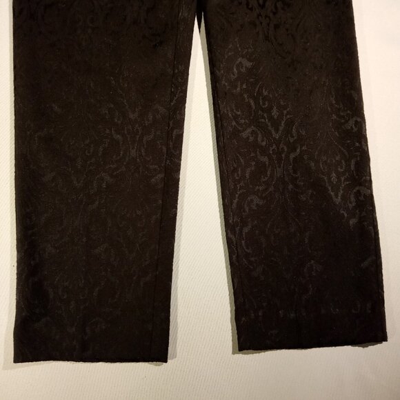 LOFT Pants  sz 10  Black  Textured  Paisley  Tapered Leg  Slim Ankle  Pockets - Picture 4 of 11